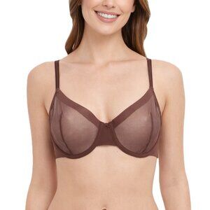 Auden Bra Size 38B Unlined Demi Coverage Underwire Brown Mesh